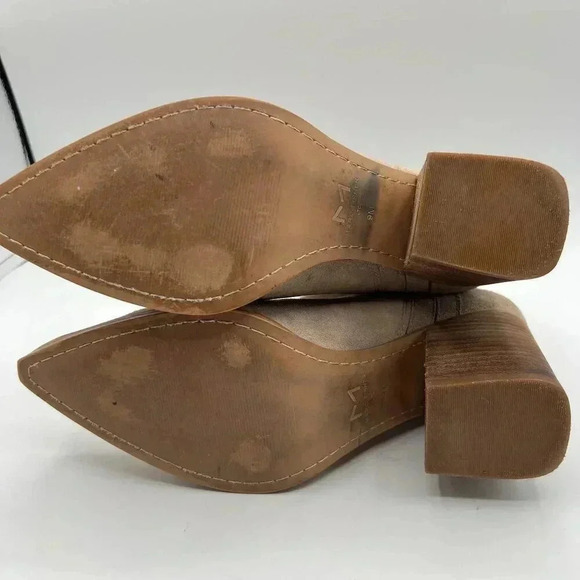 Marc Fisher 9M Mloshay Leather Pull on Booties Western Cowgirl Boots Suede Tan - Picture 12 of 13